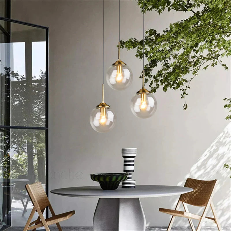 Afralia™ Glass Ball Pendant Lights - 15cm Modern Gold Hanging Lamps for Home Decor