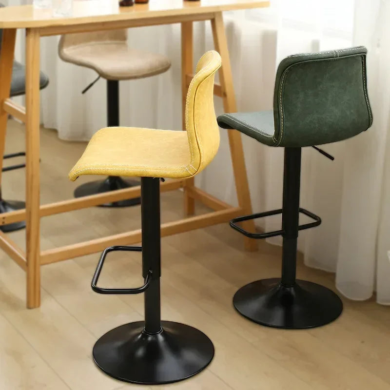 Afralia™ Nordic Minimalist High Stool with Backrest, Adjustable Height & Rotation for Kitchen & Bar