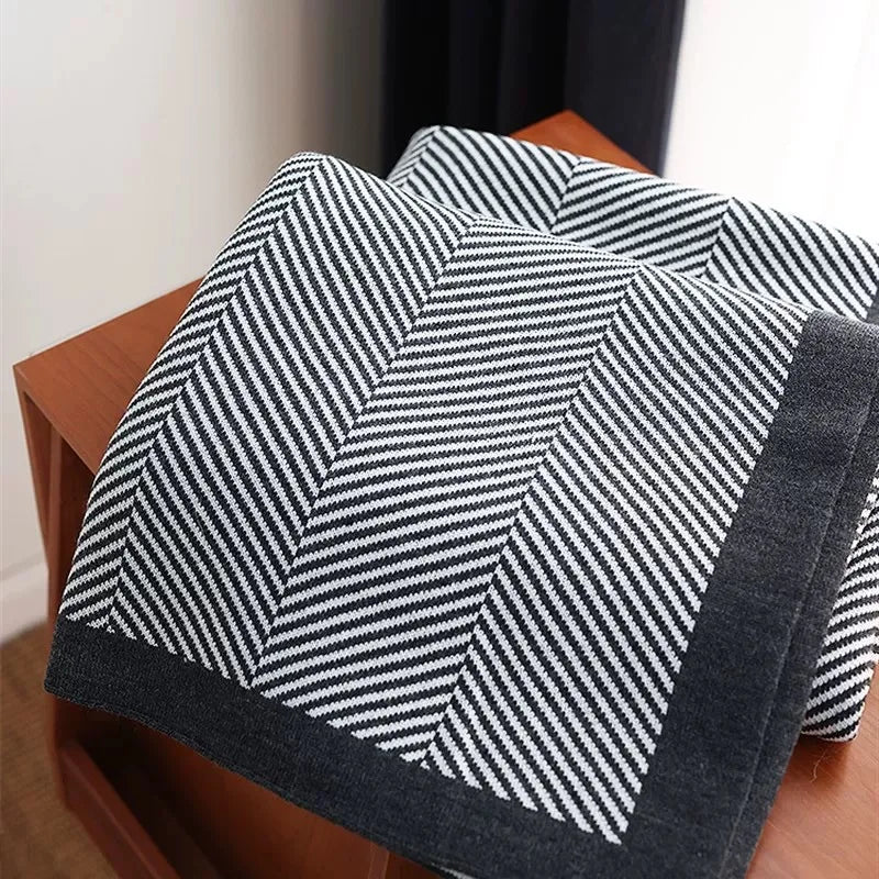 Afralia™ Cozy Striped Blanket: Multi-Functional for Travel, Office, Car, Sofa & Airplane