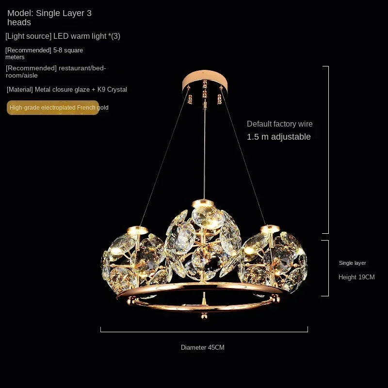 Afralia™ Luxury Crystal Glass Ball Chandelier for Dining Living Room Hall Island