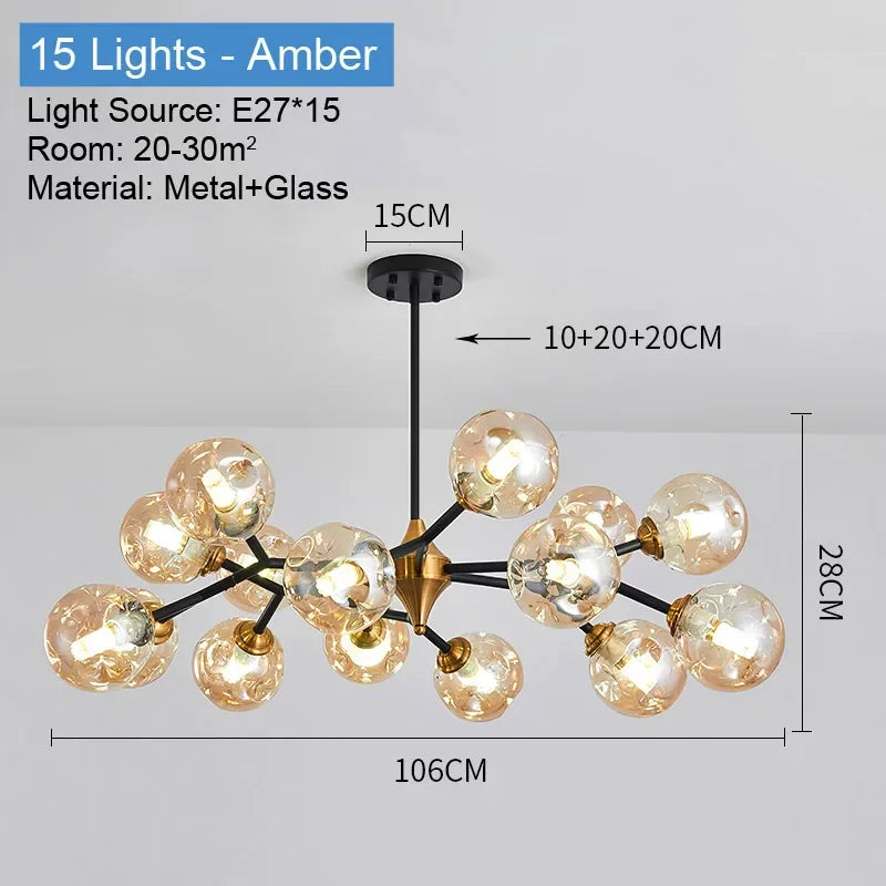 Afralia™ Nordic Glass Ball LED Chandeliers for Home Indoor Decor and Ceiling Lamps