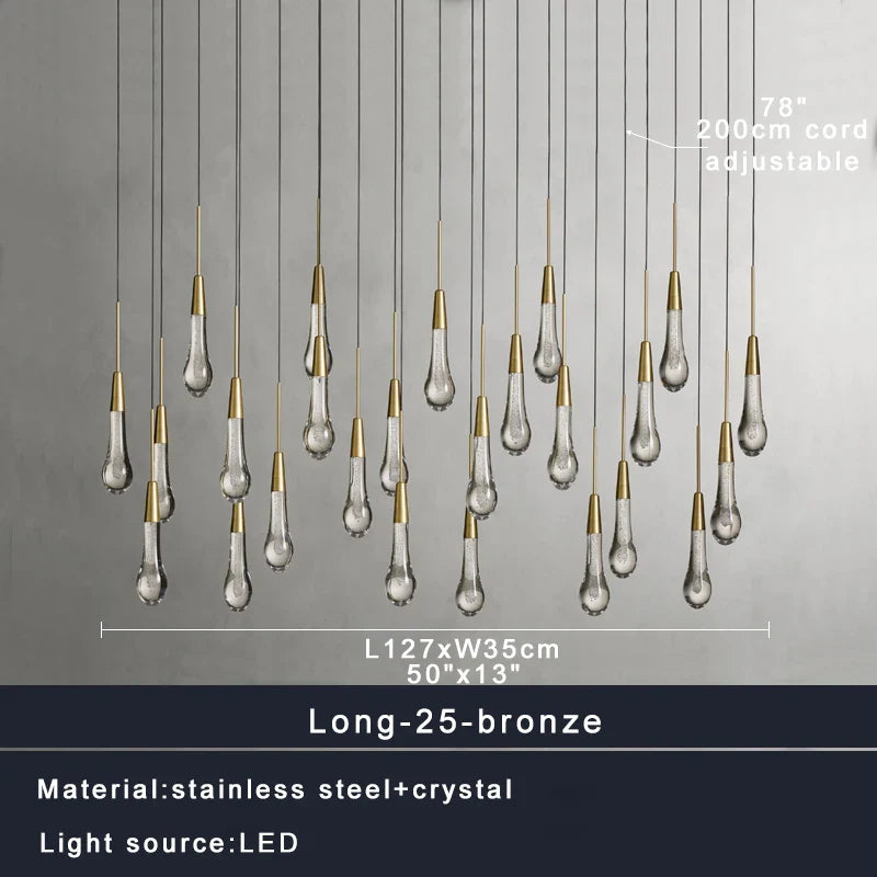 Afralia™ Crystal Water-drop Ceiling Chandelier, Elegant Dining Room Décor.