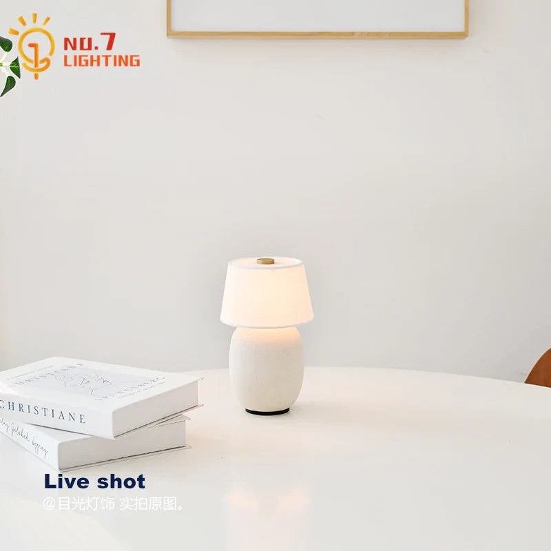 Afralia™ Black/White/Red Ceramics Table Lamp, Touch Switch USB Charging, Atmosphere Desk Light