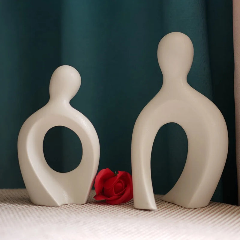 Afralia™ Couple Love Sculpture Modern Nordic Abstract Ceramic Figurine Home Decor