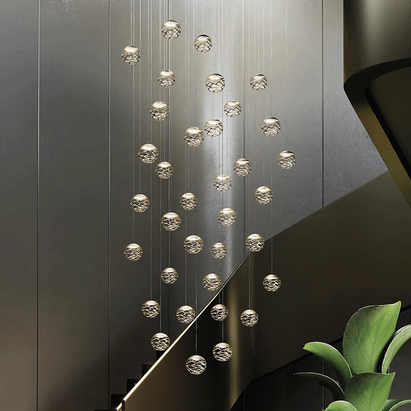 Afralia™ Modern Iron Ball Chandelier for Restaurant Living Room Bar Corridor Villa Project