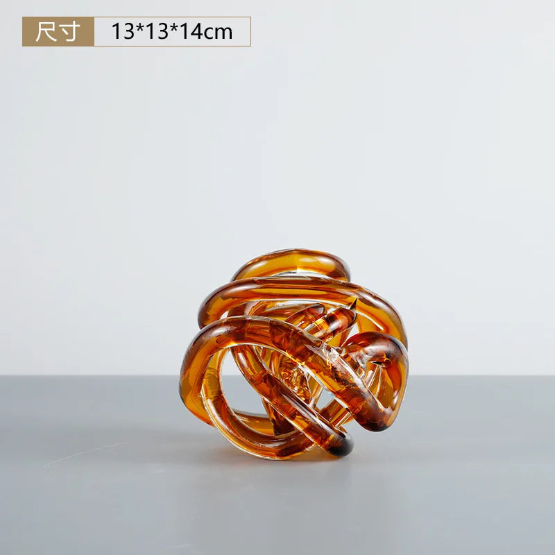 Afralia™ Glass Coil Ball Sculpture Decorative Figurine
