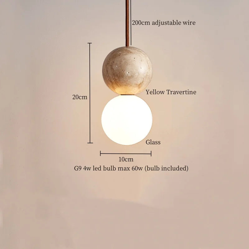 Afralia™ Yellow Travertine LED Pendant Lights with Long Arm Hanging Lamps
