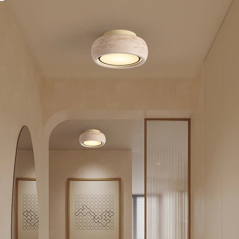 Afralia™ Yellow Travertine LED Ceiling Lamp Art Decoration for Home Lighting