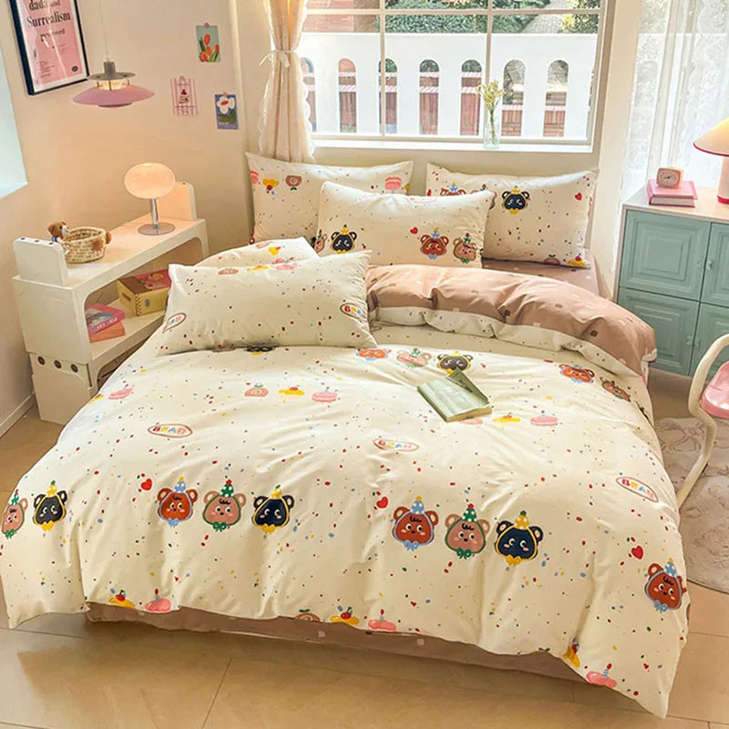 Afralia™ Cotton Floral Print Bedding Set: Comfortable Sleep Quilt Cover & Fitted Sheet in All Seasons