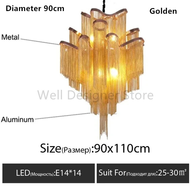 Afralia™ Modern Luxury Tassel Chandelier with E14 Base Aluminum Lamp for Indoor Decor