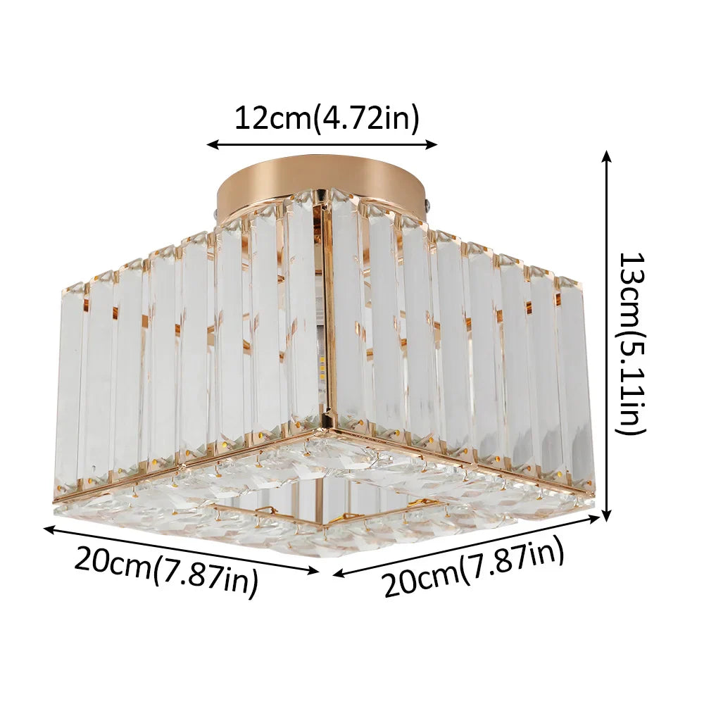 Afralia™ Modern Crystal Chandelier Flush Mount Ceiling Light for Bedroom Hallway Office