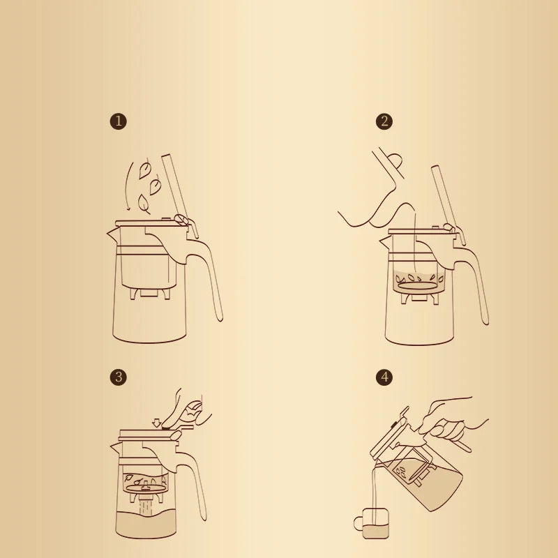 Afralia™ Glass Teapot with One-button Filtering System