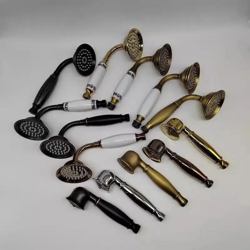 Afralia™ Antique Gold Handheld Shower Head with Holder and Plumbing Hose