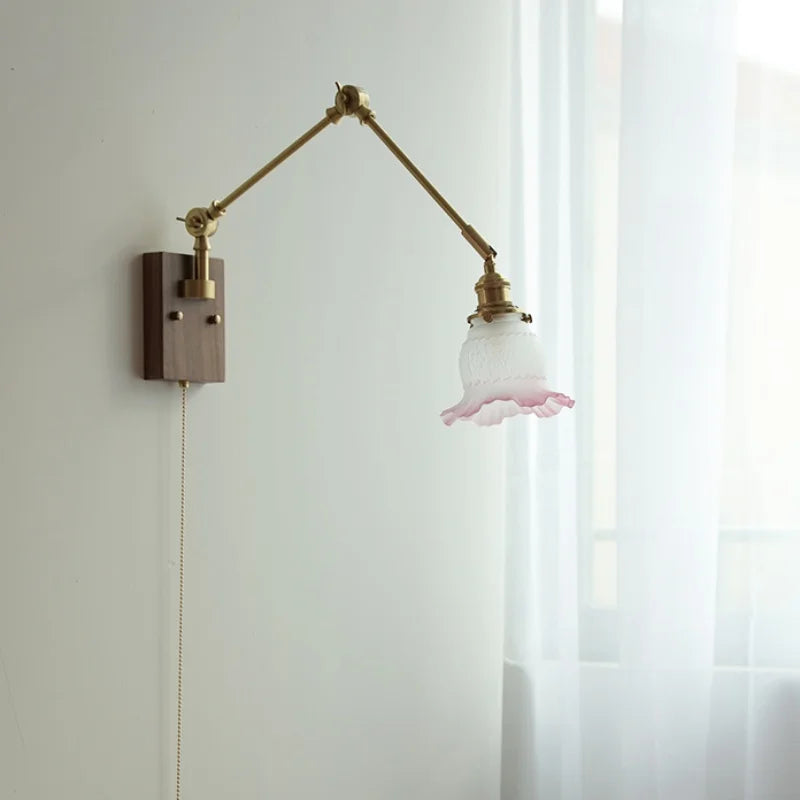 Afralia™ Pink Glass Wall Sconce with Rotatable Arms - LED Stair Light Fixtures