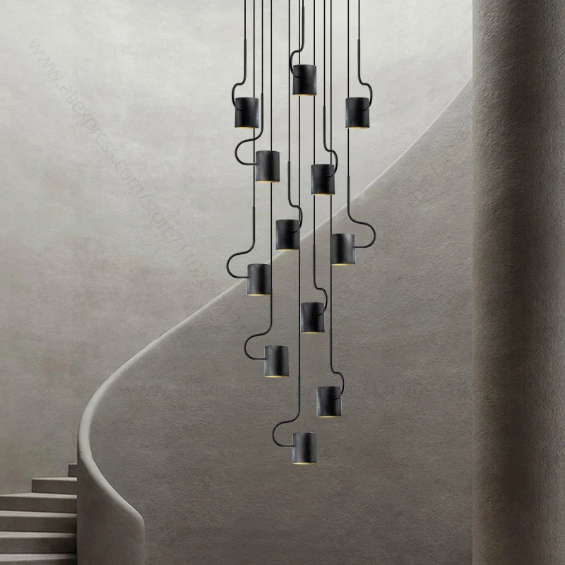 Afralia™ LED Staircase Chandelier: Adjustable Modern Living Room Lighting for Villa Decoration