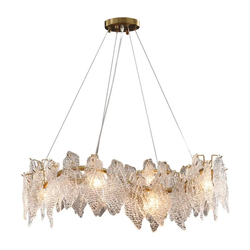 Afralia™ Wavy Gold Crystal Chandelier LED Pendant Light for Nordic Home Decor
