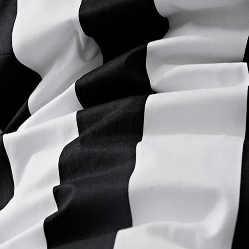 Afralia™ Nordic Cotton Black White Bedding Set: Classic Comforter Single Double Bedroom Decor