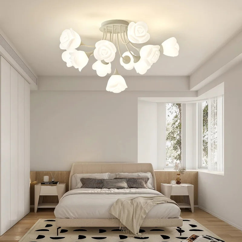 Afralia™ White Flower Ceiling Light: Modern, Chic, Ideal for Living Room, Bedroom, Dining Room