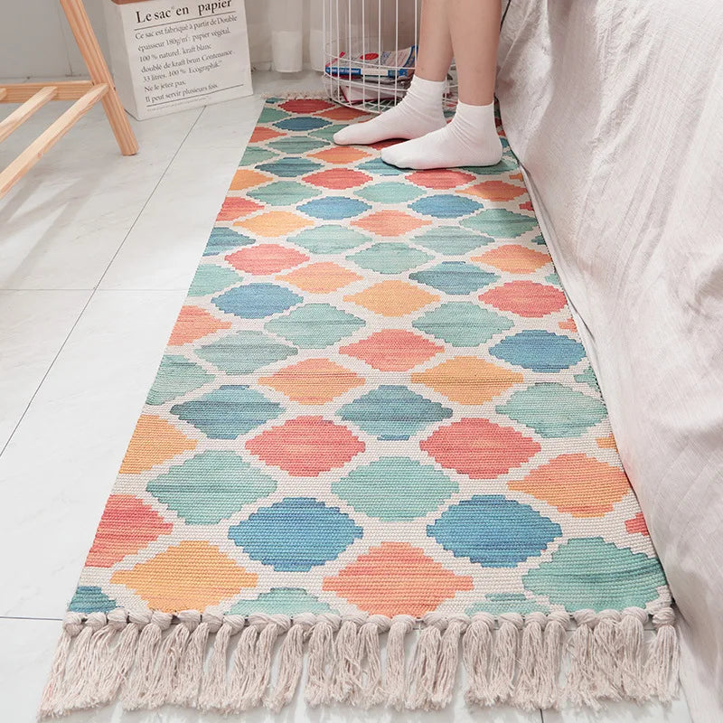 Afralia™ Soft Weave Tassels Bedside Rug, Anti-Slip Living Room Carpet