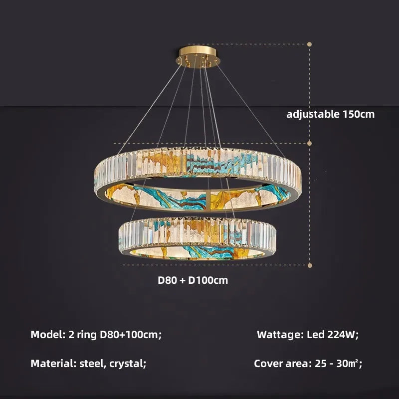 Afralia™ Circle Steel LED Pendant Chandelier, Modern Dimmable Lighting for Living Room Home Decor