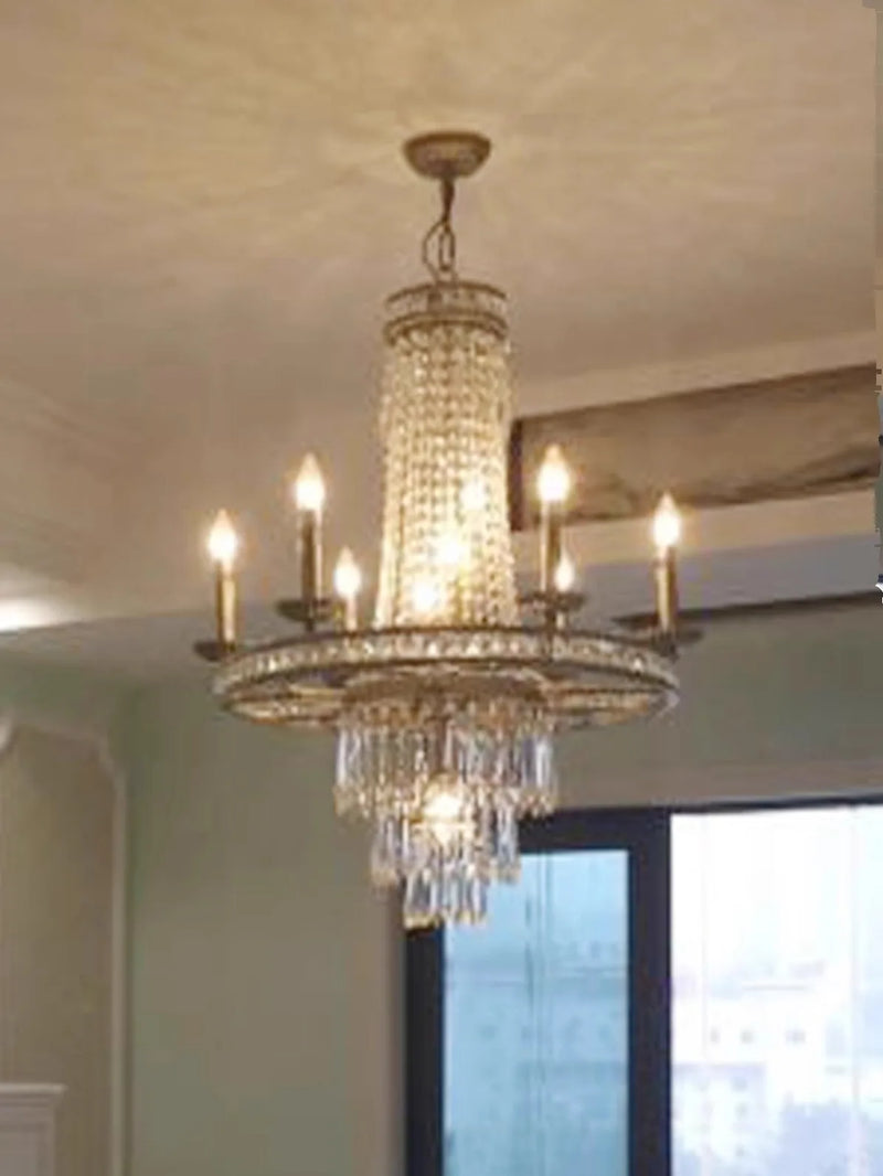 Afralia™ American Country Chandelier French Luxury Iron Crystal Lamp