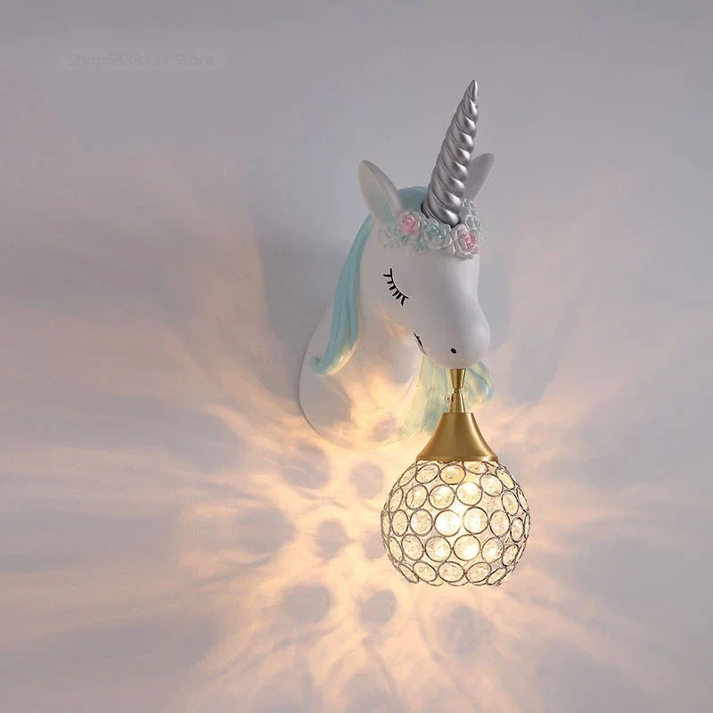 Afralia™ Nordic Unicorn Kids Room Wall Lamp Simple Cartoon Sconce Light Fixtures