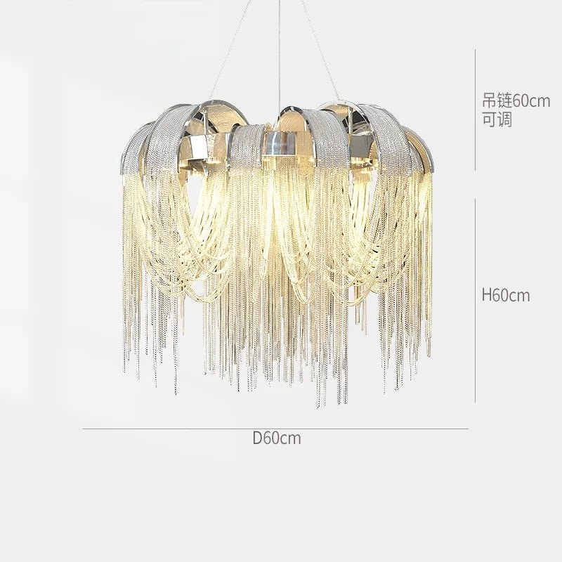 Afralia™ Round Tassel Chandelier: Nordic Light Luxury for Living & Dining Rooms