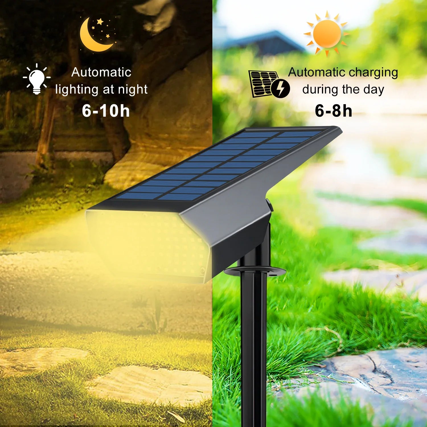 Afralia™ Solar Lawn Lights: Adjustable Brightness, 2 Lighting Colors, Garden Landscape Spotlights