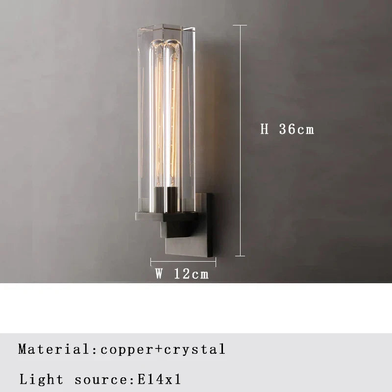 Afralia™ Bronze Copper Crystal Wall Lamps Luxury Lighting Fixture for Aisle Bedside Decor.