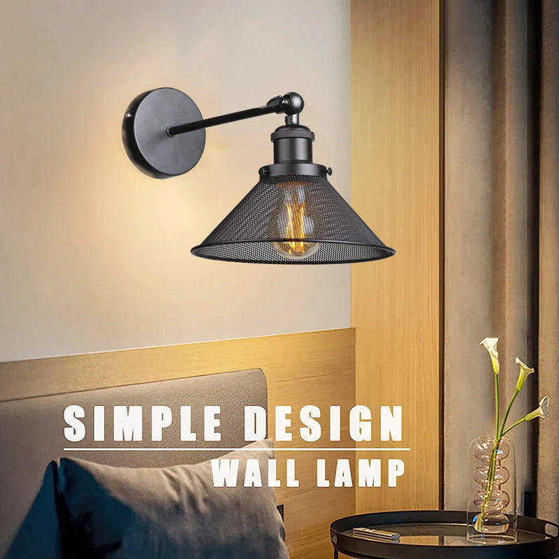 Afralia™ Metal Swing Arm Sconce Wall Light Fixture Vintage Industrial Retro Lampshade E27