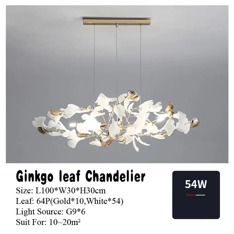 Afralia™ Ginkgo Leaf Pendant Chandelier for Nordic Romantic Living Room Decor