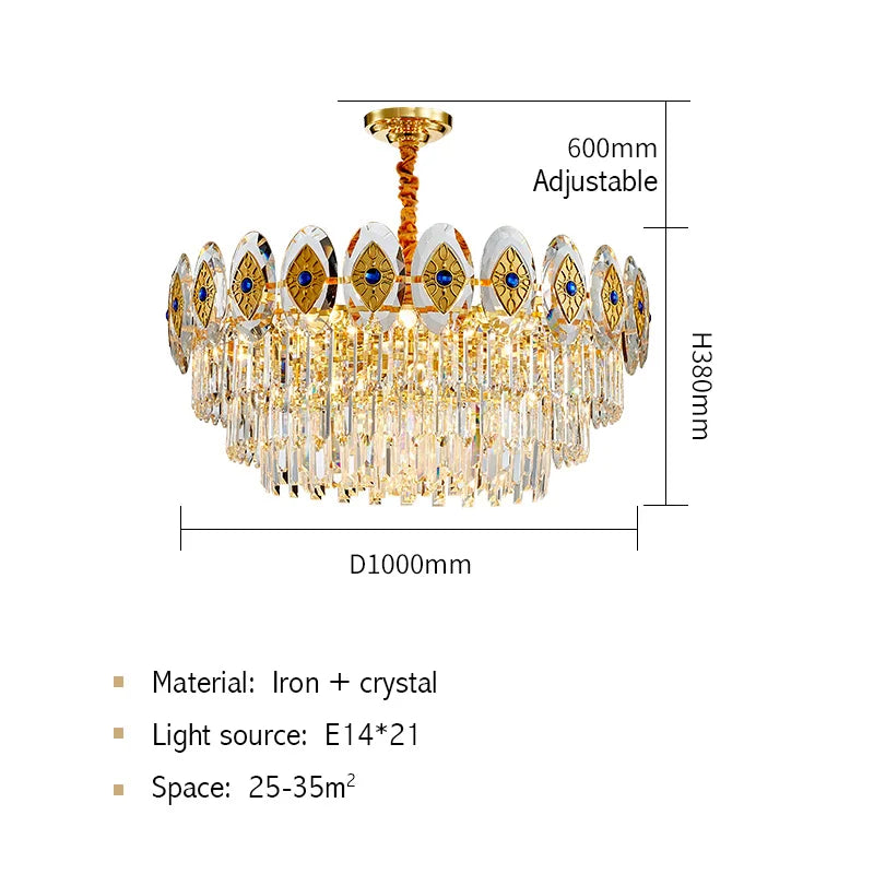 Afralia™ Opulent Crystal Chandelier: Gold LED Luxury Lighting for Living Room