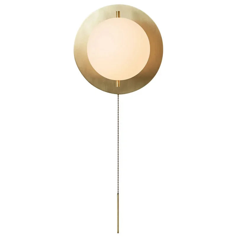 Afralia™ Round Glass Wall Light for Living Room Bedroom Corridor Stair - Postmodern Brass Wall Lamp