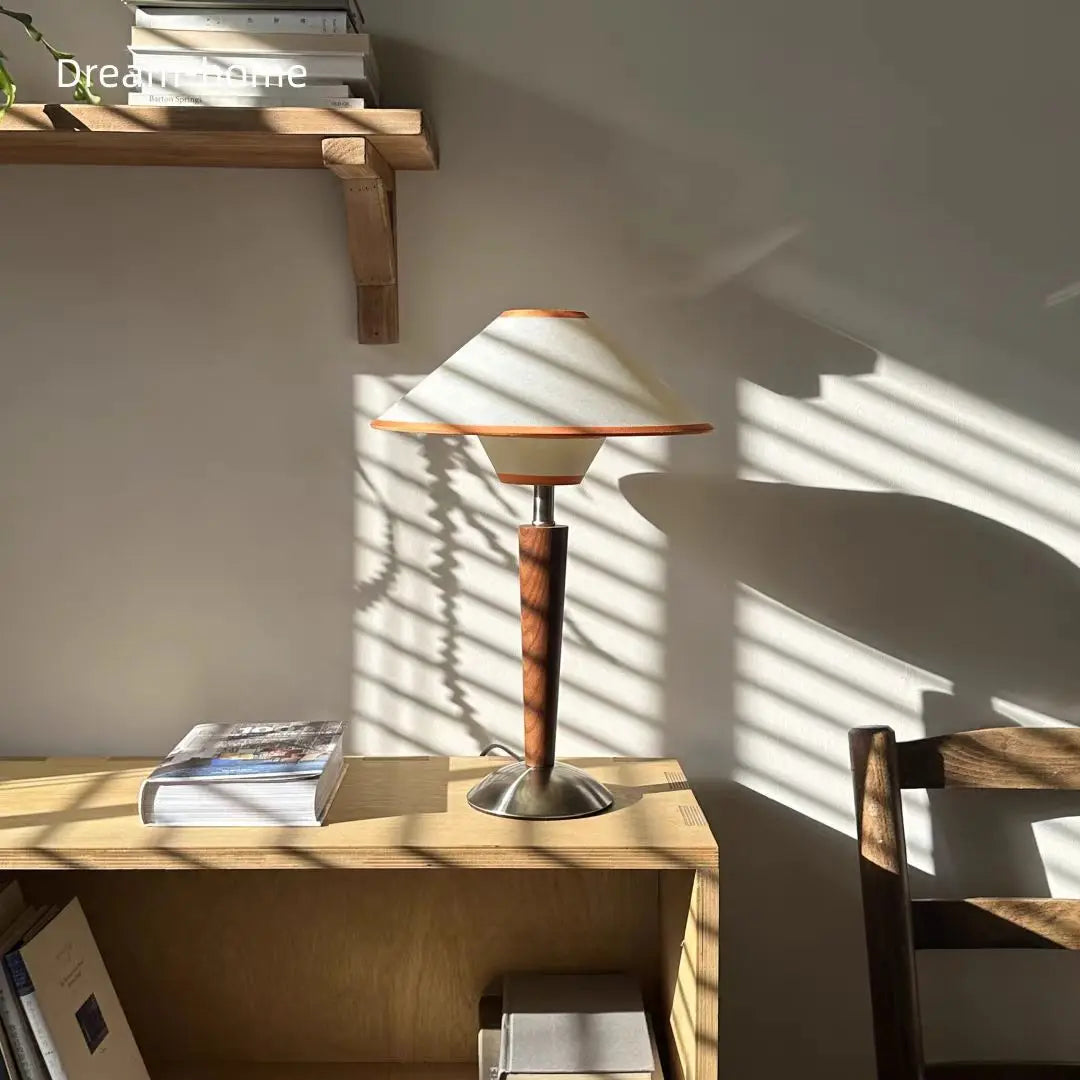 Afralia™ Wood Bracket Desk Lamp with Fabric Lampshade