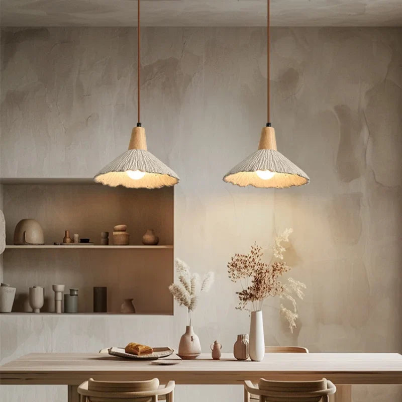 Afralia™ Wood Canopy LED Pendant Lamp: Modern Nordic Style with Adjustable Hanging Lights