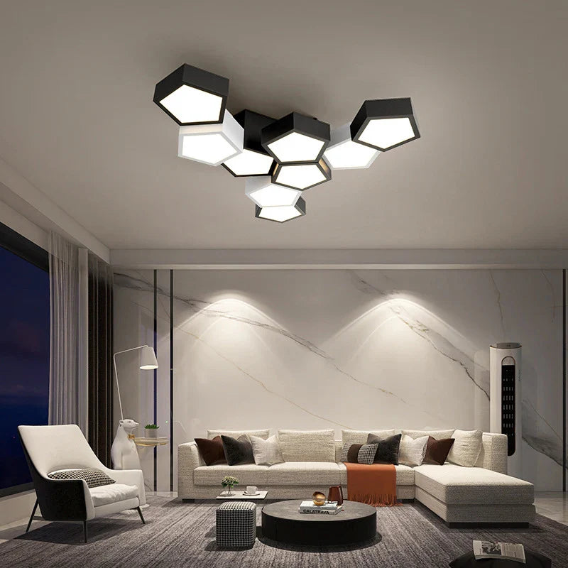 Afralia™ Geometric Ceiling Lamps: Modern & Creative Lighting Fixtures for Master Bedroom