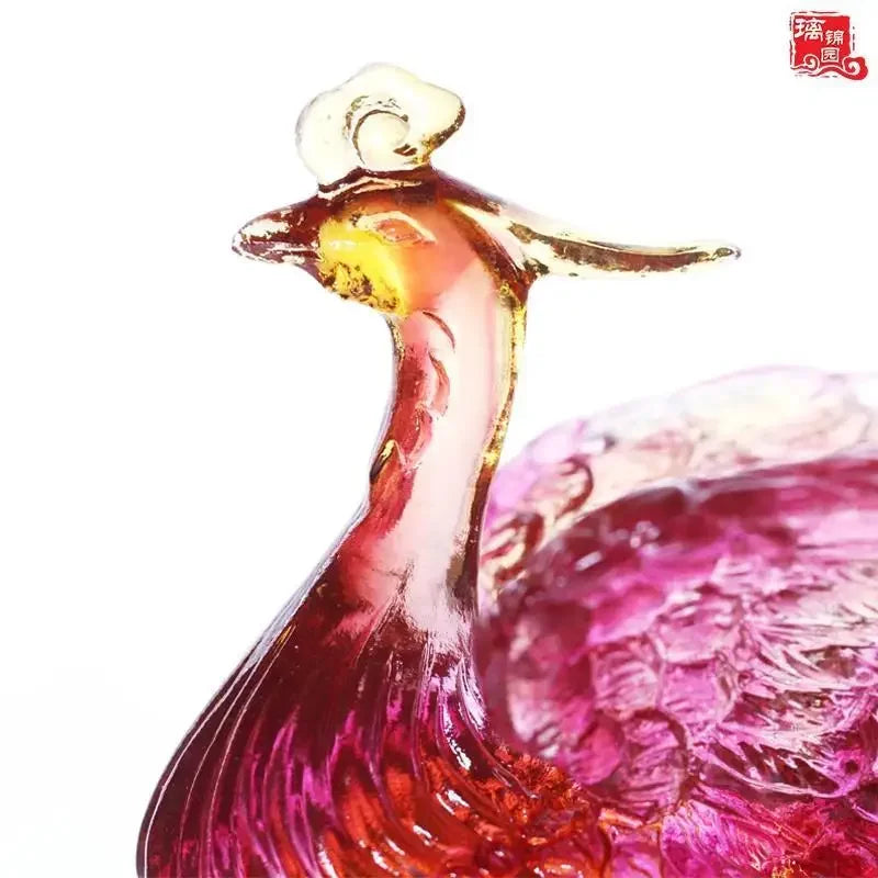 Afralia™ Phoenix Dance Glass Bath for Wealth Feng Shui Ornament