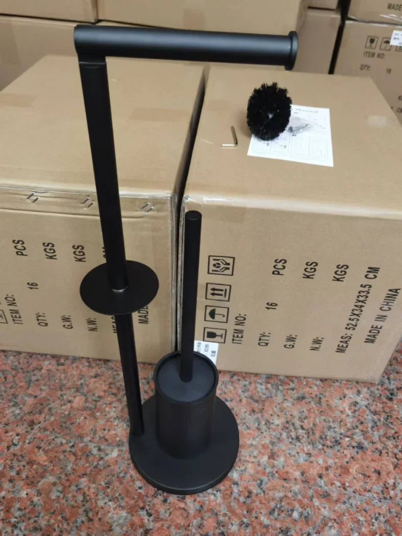 Afralia™ Stainless Steel Toilet Brush & Paper Towel Holder Stand