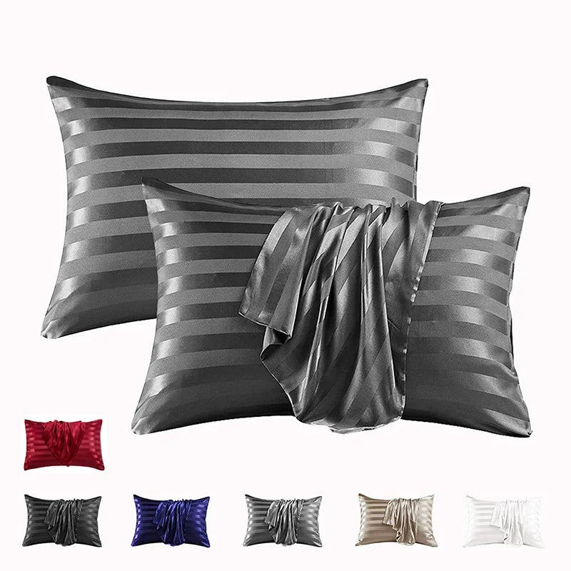 Afralia™ Luxe Jacquard Stripes Pillow Cover Set - Queen & King Size Home Pillowcases