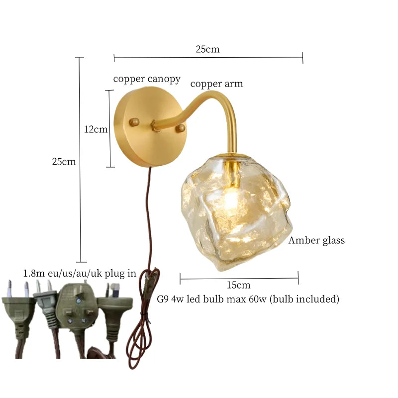 Afralia™ Grey Glass LED Wall Lamp for Home Decor and Lighting