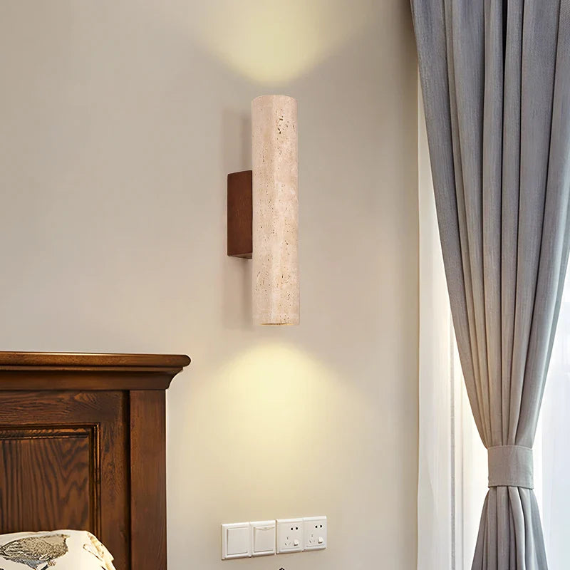 Afralia™ Yellow Travertine Stone LED Wall Lamp - Vintage Stair Light for Living Room & Bedroom