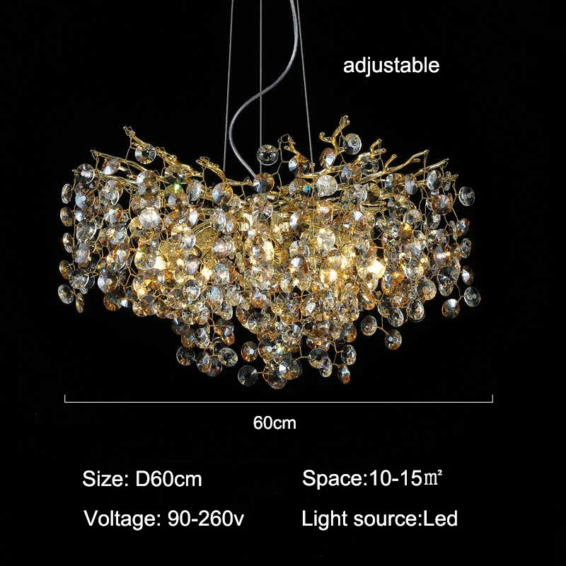 Afralia™ Luxury Crystal Chandelier for Villa Dining Room Living Room Bedroom