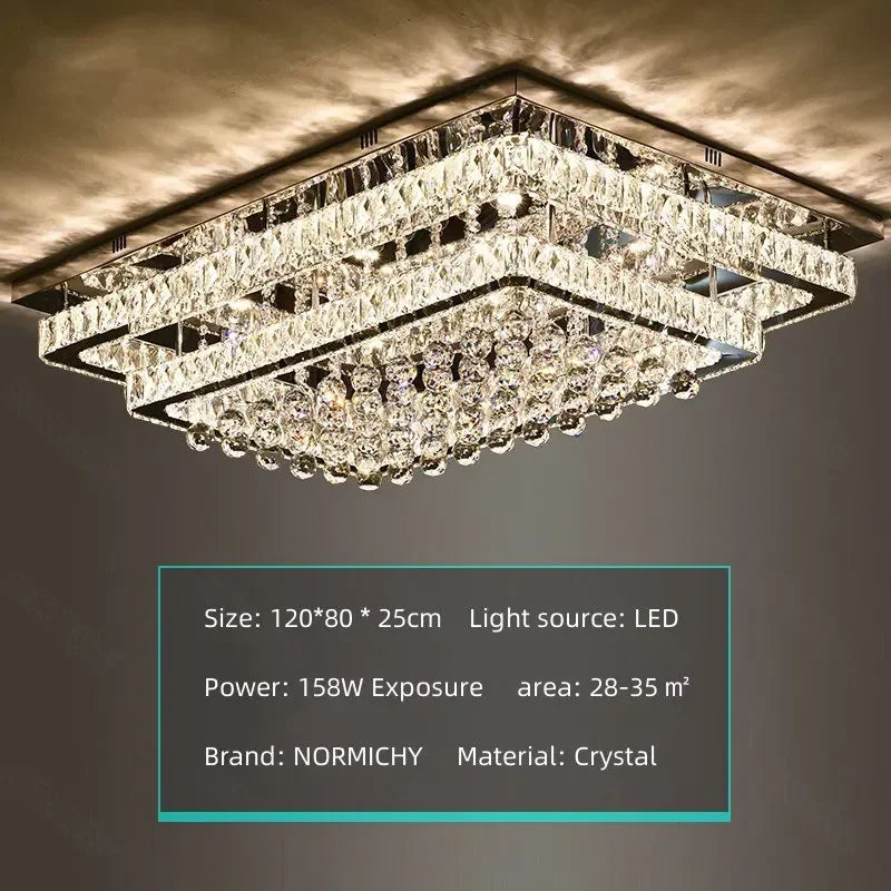 Afralia™ Crystal LED Chandelier Silver Chrome Remote Control Light