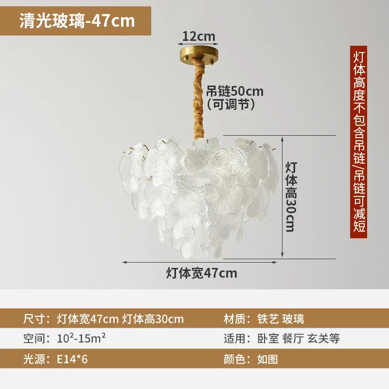 Afralia™ Crystal Glass Flower Chandelier - Modern French Style for Living Room, Bedroom, Dining Room