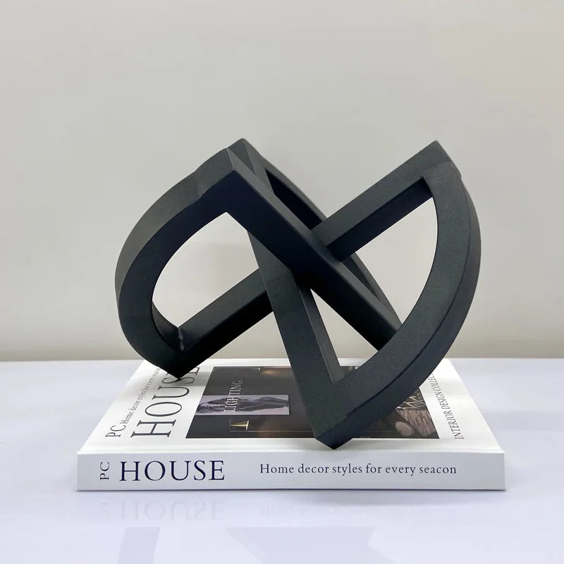 Afralia™ Geometric Hollowed-out Black Ornament Abstract Home Decoration Handicrafts