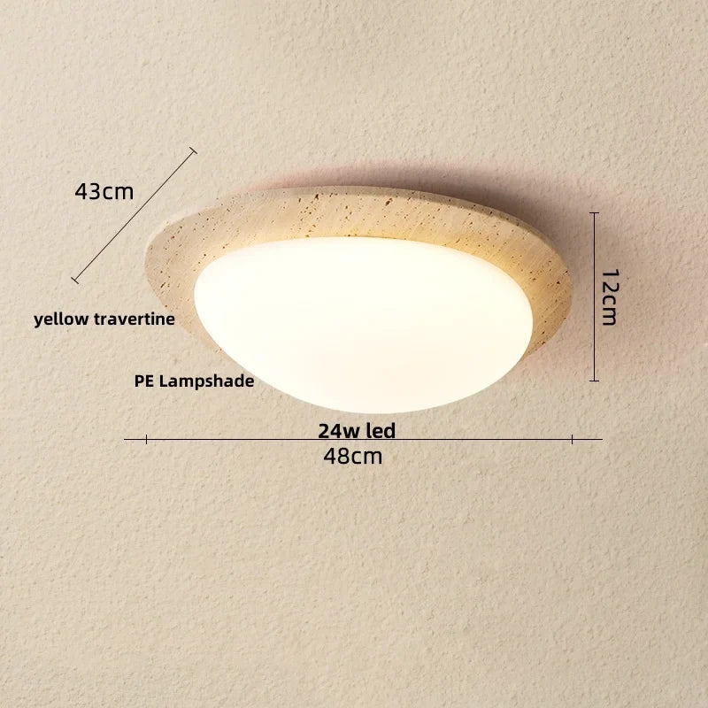 Afralia™ Travertine Round Iron LED Ceiling Light: Modern Nordic Flush Mount Fixture