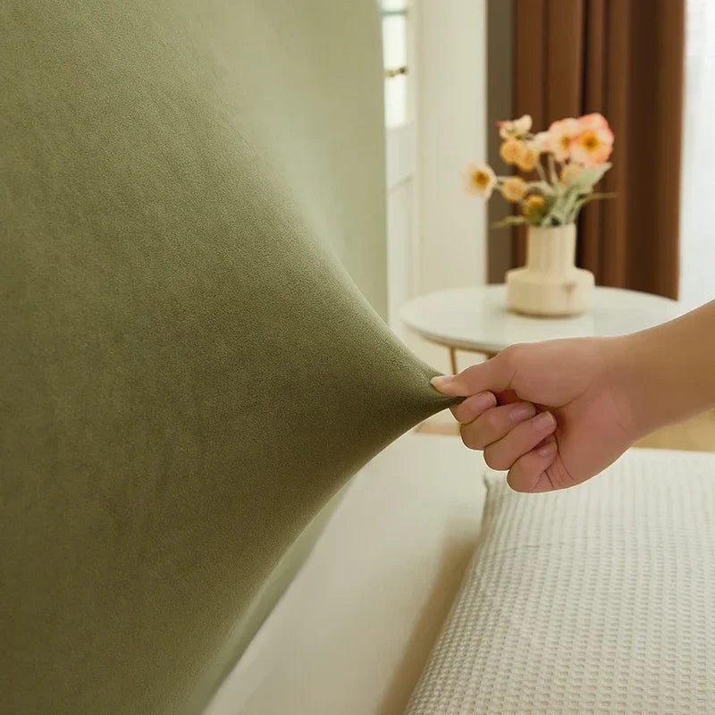 Afralia™ Plush Velvet Headboard Cover: Spandex Bed Head All-inclusive Dustproof Protector