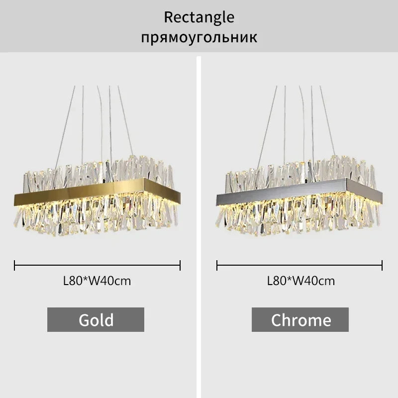 Afralia™ Modern Gold Round Crystal Chandelier Pendant Light for Home Decor
