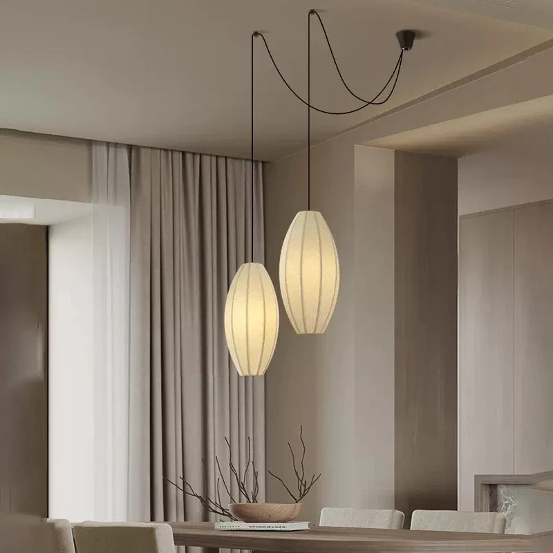 Afralia™ Nordic Silk Chandelier LED Pendant Lights for Home Dining Room