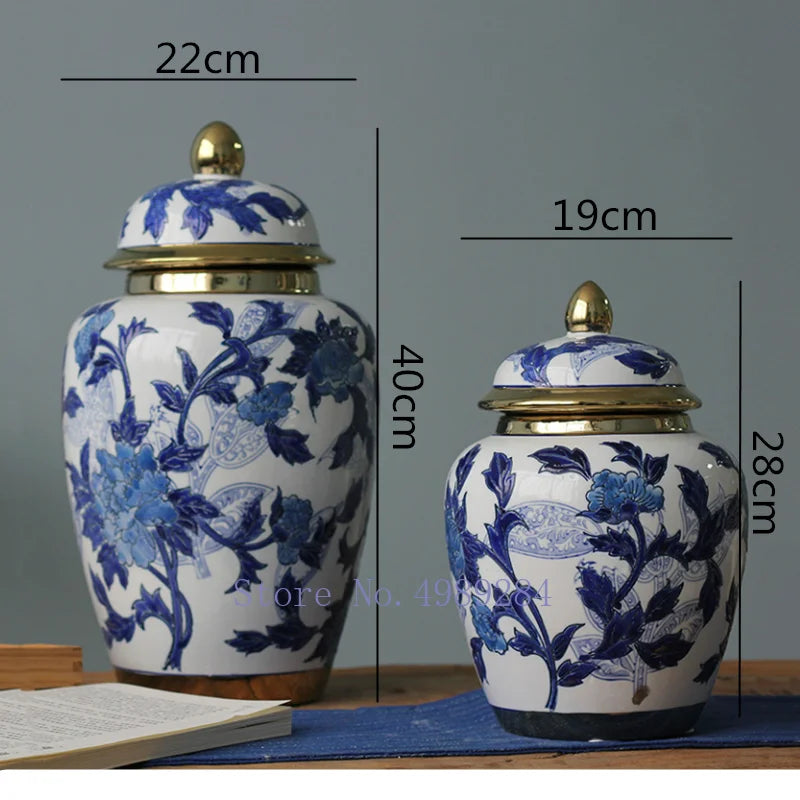 Afralia™ Chinese Retro Storage Tank Vase with Cover for Modern Home Decoration